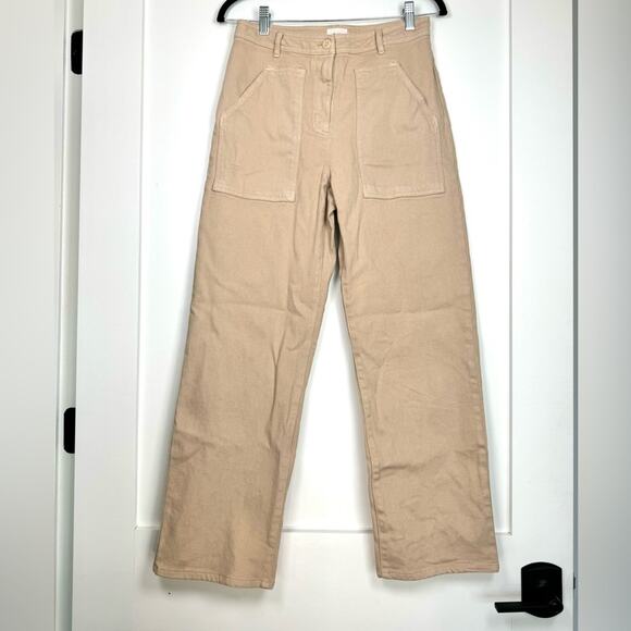 Aritzia Wilfred Free Modern Utility High Rise Straight Leg Tan Pants Size 4 - Picture 2 of 9